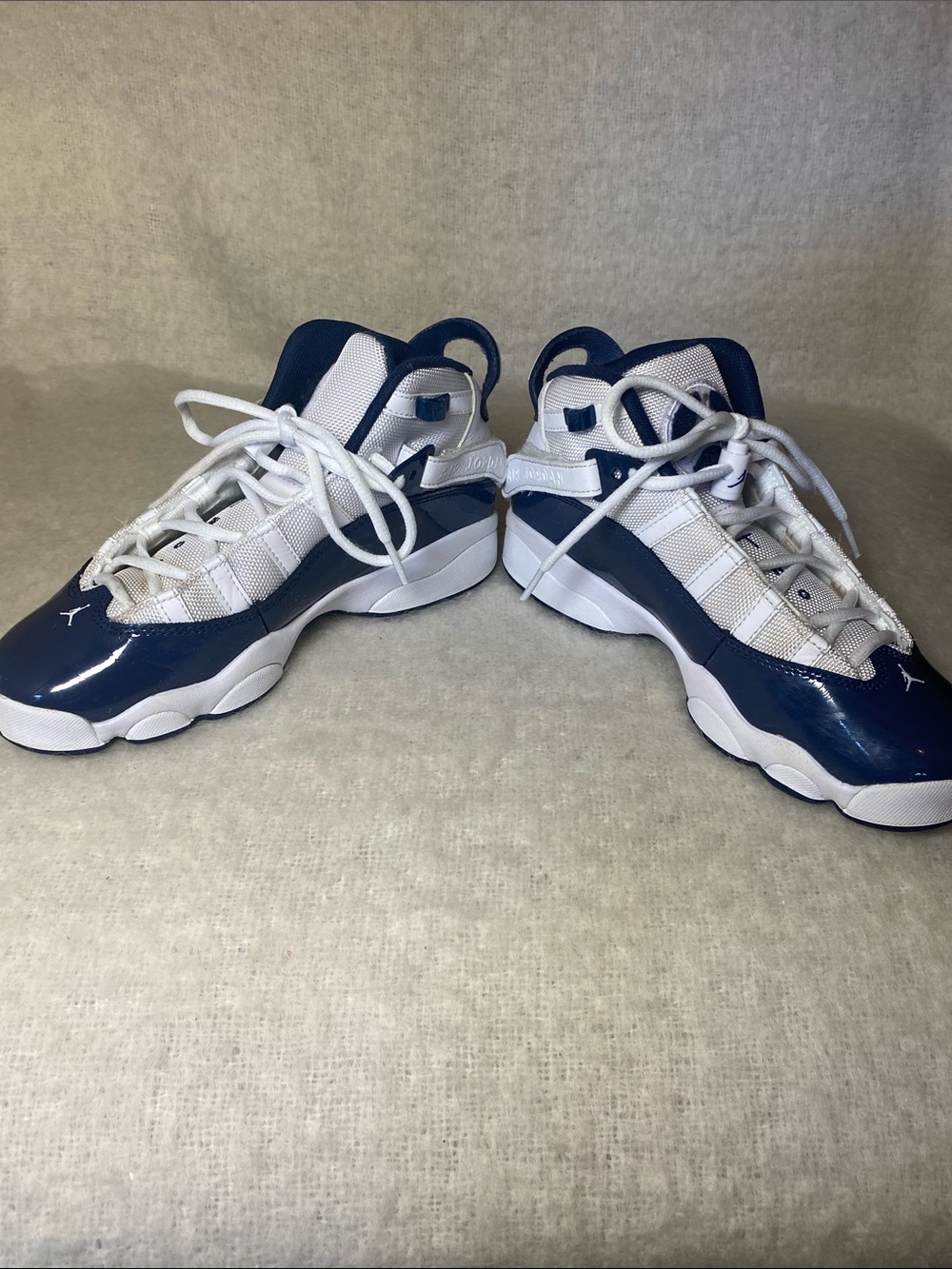 Air Jordan Kids Navy and White High-Top Basketball Sneakers - Picture 5 of 9